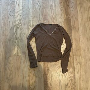 Brandy Melville Chocolate Henley Top